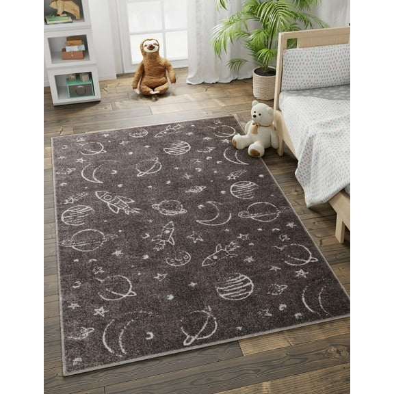 Unique Loom Whimsy Kids Collection Area Rug - Dreams (5' 3" x 8' Rectangle Gray/Ivory)