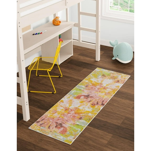 Unique Loom Whimsy Kids Collection Area Rug - Flower (2' 2" x 5' 1" Runner Multi/Red)