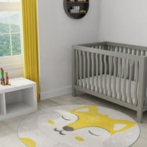 Unique Loom Whimsy Kids Collection Area Rug - Fox (3' 3" Round Gray/Black) Perfect For Kids Bed Room/Nursery Room/Living Room/Class Room/Play Room