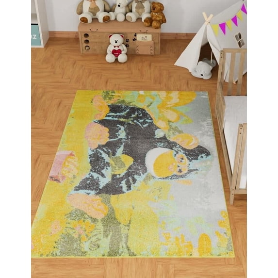Unique Loom Whimsy Kids Collection Area Rug - Gorilla (2' 2" x 3' 1" Rectangle Multi/Gray)