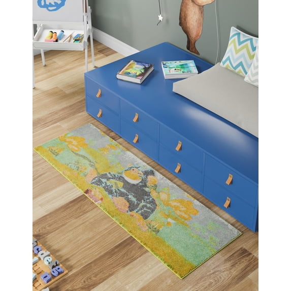 Unique Loom Whimsy Kids Collection Area Rug - Gorilla (2' 2" x 5' 1" Runner Multi/Gray)