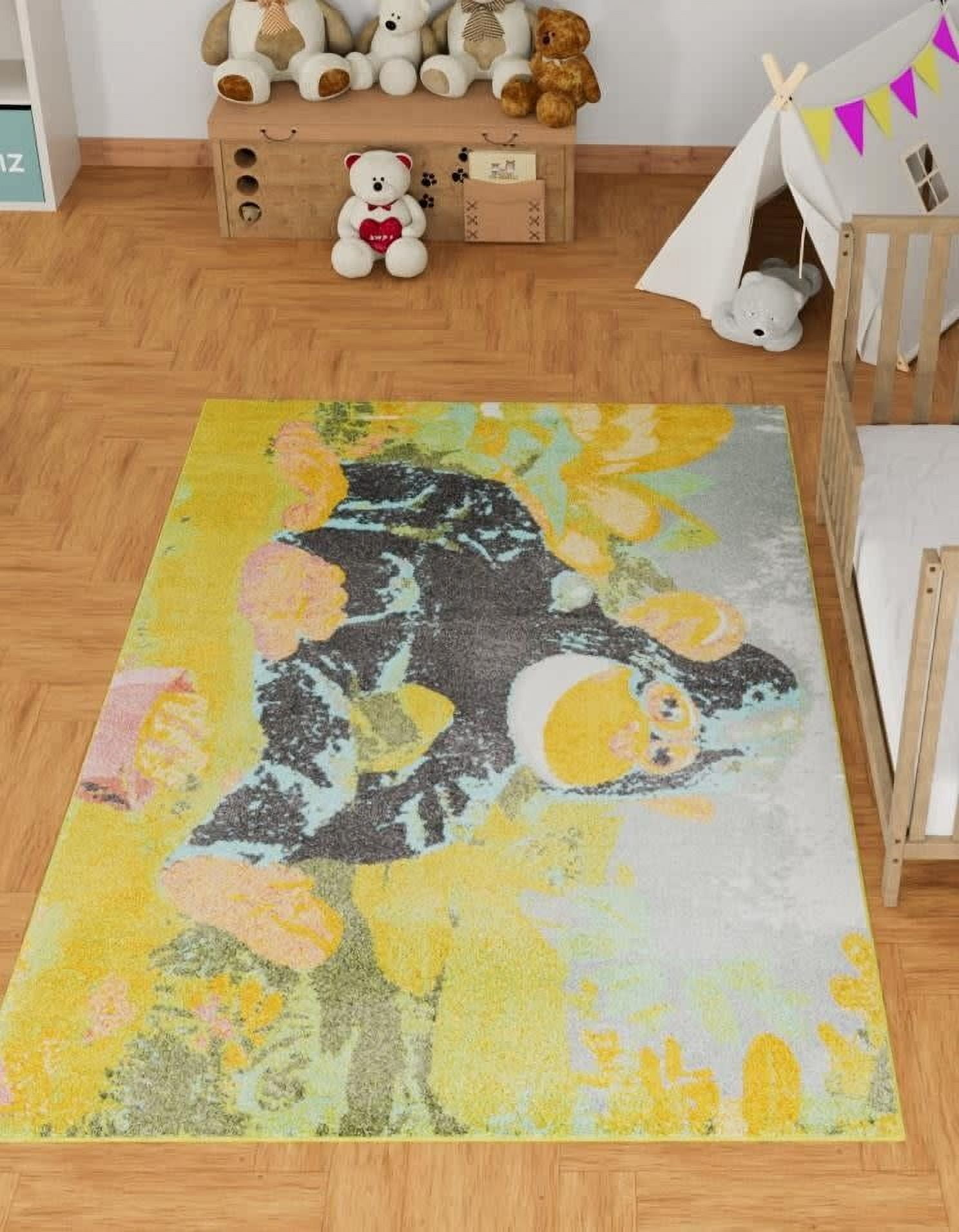 Colorful 4' x 6' Rectangular Synthetic Kids Rug