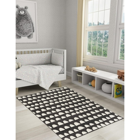 Unique Loom Whimsy Kids Collection Area Rug - Hillow (5' 1" x 8' Rectangle Dark Gray/Ivory)