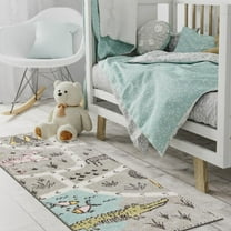 Unique Loom Whimsy Kids Collection Area Rug - Jungle (2' 2" x 3' 11" Runner Gray/Black) Perfect For Kids Bed Room/Nursery Room/Living Room/Class Room/Play Room