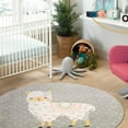 thumbnail image 1 of Unique Loom Whimsy Kids Collection Area Rug - Llama (7' 10" Round Gray/Ivory) Perfect For Kids Bed Room/Nursery Room/Living Room/Class Room/Play Room, 1 of 5