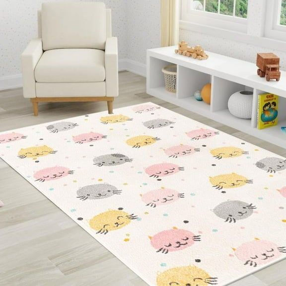 Unique Loom Whimsy Kids Collection Area Rug Molly Ivory/Black, Rectangle, 2' 2" x 2' 11"