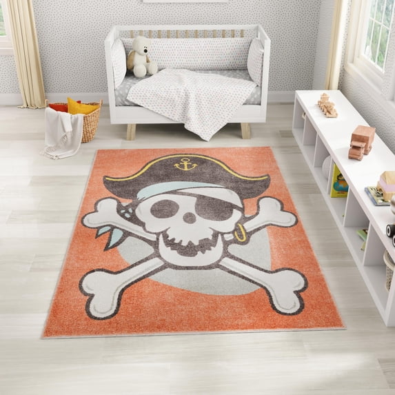 Unique Loom Whimsy Kids Collection Area Rug - Pirate (7' 10" x 10' Rectangle Red/Black)
