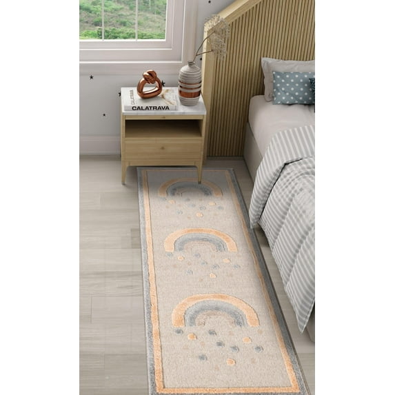 Unique Loom Whimsy Kids Collection Area Rug - Prismatic (2' x 4' 1" Runner Multi/Beige)