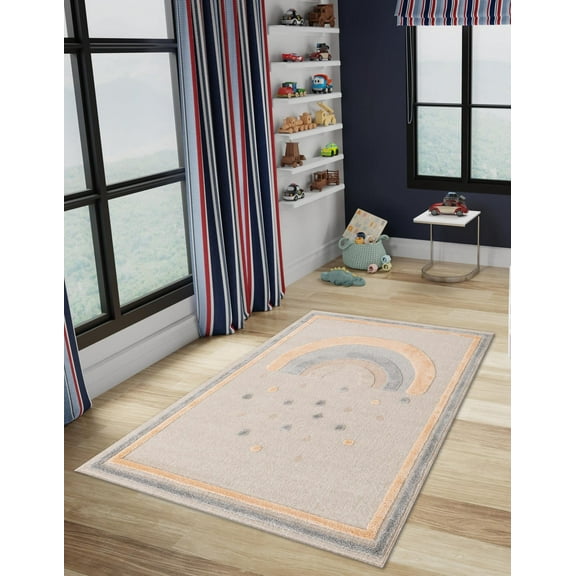 Unique Loom Whimsy Kids Collection Area Rug - Prismatic (5' 3" x 8' Rectangle Multi/Beige)