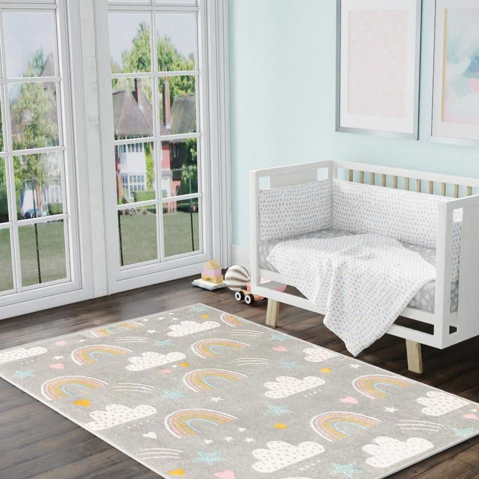 Unique Loom Whimsy Kids Collection Area Rug - Rainbow, Stars, And ...