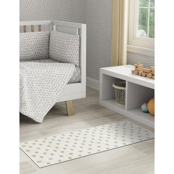 Unique Loom Whimsy Kids Collection Area Rug - Stars (2' 2" x 6' 1" Runner Daisy White/Ivory)