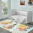 thumbnail image 1 of Unique Loom Whimsy Kids Collection Area Rug - Trucks (2' 2" x 2' 11" Rectangle Teal/Ivory) Perfect For Kids Bed Room/Nursery Room/Living Room/Class Room/Play Room, 1 of 5