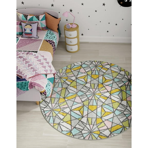 Unique Loom Whimsy Kids Collection Area Rug - Vivid (2' 2" Round Multi/Ivory)