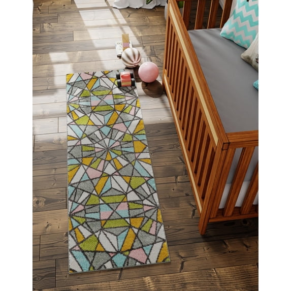 Unique Loom Whimsy Kids Collection Area Rug - Vivid (2' 2" x 5' 1" Runner Multi/Ivory)