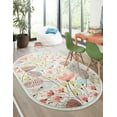 thumbnail image 1 of Unique Loom Whimsy Kids Collection Area Rug - Wildflowers (3' 3" x 5' 3" Oval Ivory/Light Blue), 1 of 9