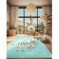 thumbnail image 1 of Unique Loom Whimsy Kids Collection Area Rug - Zebra (5' 3" x 8' Rectangle Teal/Ivory), 1 of 9