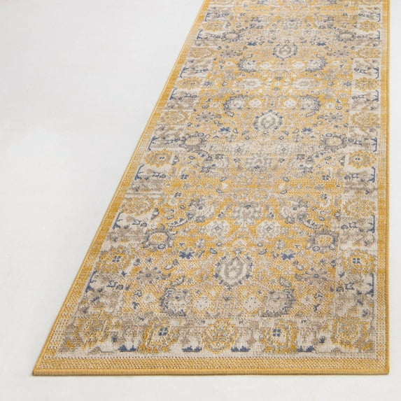 Unique Loom Whitney Collection Area Rug - Bordeaux (2' 7" x 12' Runner Tuscan Yellow/Blue)