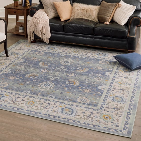 Unique Loom Whitney Collection Area Rug - Bordeaux (8' Square French Blue/Ivory)