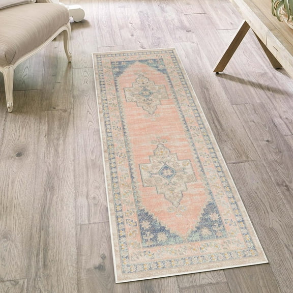 Unique Loom Whitney Collection Area Rug - Geneva (2' x 8' Runner French Blue/Beige)