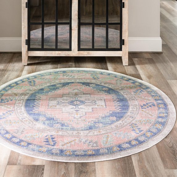 Unique Loom Whitney Collection Area Rug - Geneva (5' Round French Blue/Beige)