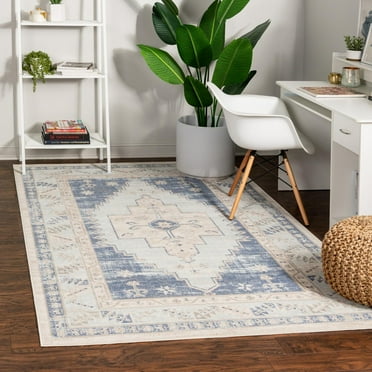 Unique Loom Whitney Collection Area Rug - Geneva (9' x 12' Rectangle Sky blue/Ivory)