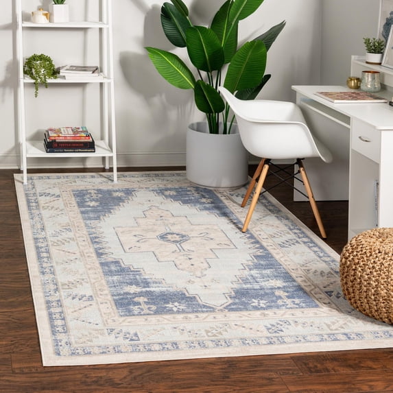 Unique Loom Whitney Collection Area Rug - Geneva (9' x 12' Rectangle Sky blue/Ivory)