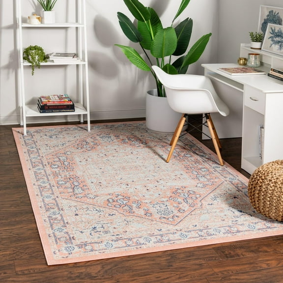 Unique Loom Whitney Collection Area Rug - Milano (2' 2" x 3' Rectangle Powder Pink/Blue)