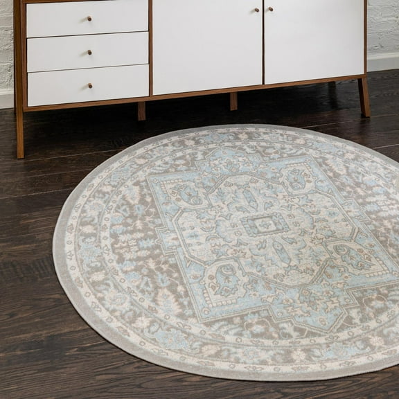 Unique Loom Whitney Collection Area Rug - Milano (3' 3" Round Cloud Gray/Ivory)