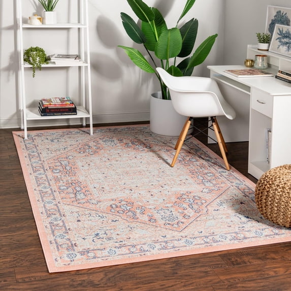 Unique Loom Whitney Collection Area Rug - Milano (8' x 10' Rectangle Powder Pink/Blue)