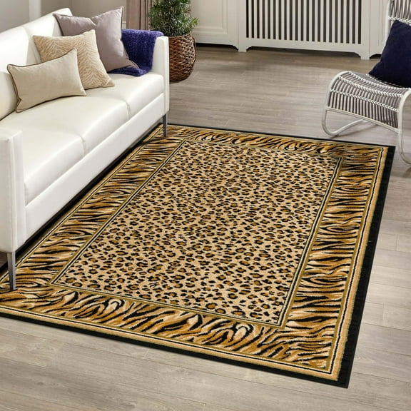 Unique Loom Wildlife Collection Area Rug - Cheetah (3' 3" x 5' 3" Rectangle Light Brown/Black)