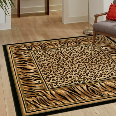 Unique Loom Wildlife Collection Area Rug - Cheetah (6' 1" Square Light Brown/Black)