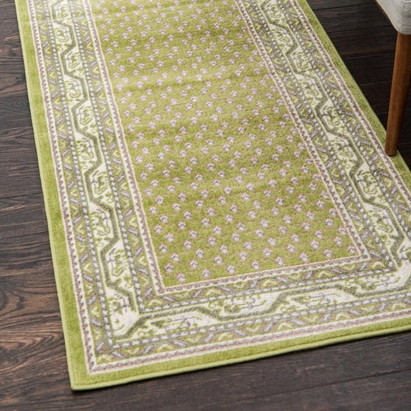 Unique Loom Williamsburg Collection Area Rug - Allover (2' 9" x 9' 10" Runner Green/Gray)