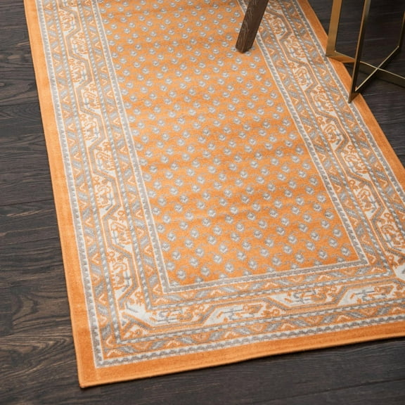 Unique Loom Williamsburg Collection Area Rug - Allover (2' 9" x 9' 10" Runner Orange/Gray)