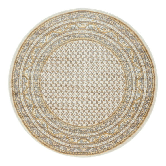 Unique Loom Williamsburg Collection Area Rug - Allover (3' 7" Round Beige/Gold)