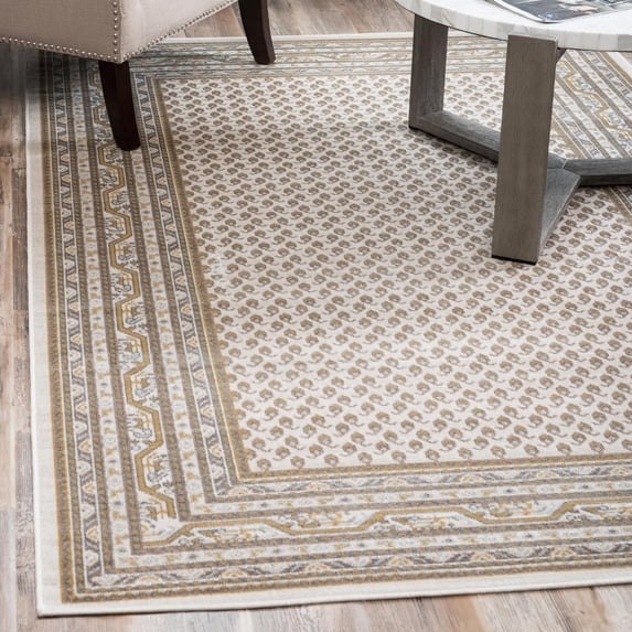 Unique Loom Williamsburg Collection Area Rug - Allover (7' 1" x 10' Rectangle Beige/Gold)