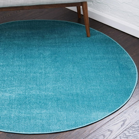 Unique Loom Williamsburg Collection Area Rug - Solid (3' 7" Round Turquoise/Teal)