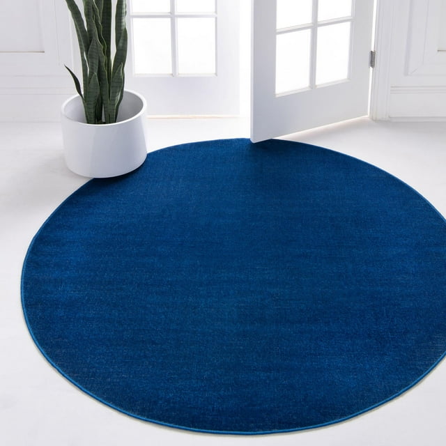 Unique Loom Williamsburg Collection Area Rug - Solid (5' 3" Round Navy Blue)