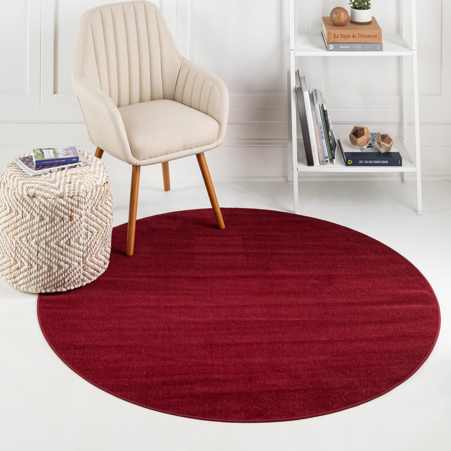 Unique Loom Williamsburg Collection Area Rug - Solid (8' Round Burgundy)