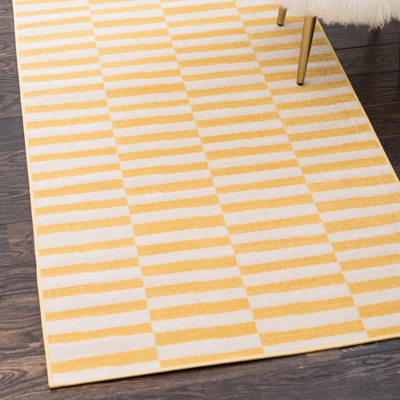 Unique Loom Williamsburg Collection Area Rug - Striped (2' 9" x 9' 10" Runner Yellow/Ivory)