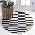 thumbnail image 1 of Unique Loom Williamsburg Collection Area Rug - Striped (5' 3" Round Black/Ivory), 1 of 7