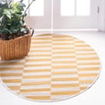 thumbnail image 1 of Unique Loom Williamsburg Collection Area Rug - Striped (5' 3" Round Yellow/Ivory), 1 of 7