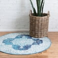 thumbnail image 1 of Unique Loom Charm Collection Area Rug - Wishbone (4' 1" Round Navy Blue/Cream), 1 of 7