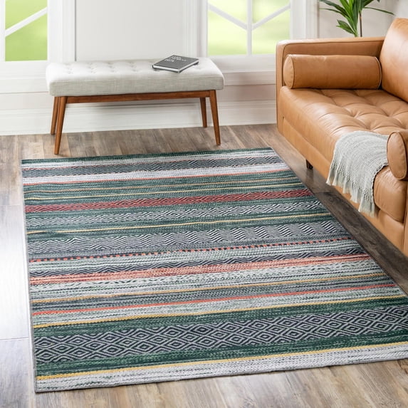 Unique Loom Yara Collection Area Rug - Axel (7' 10" x 10' Rectangle Green/Ivory)