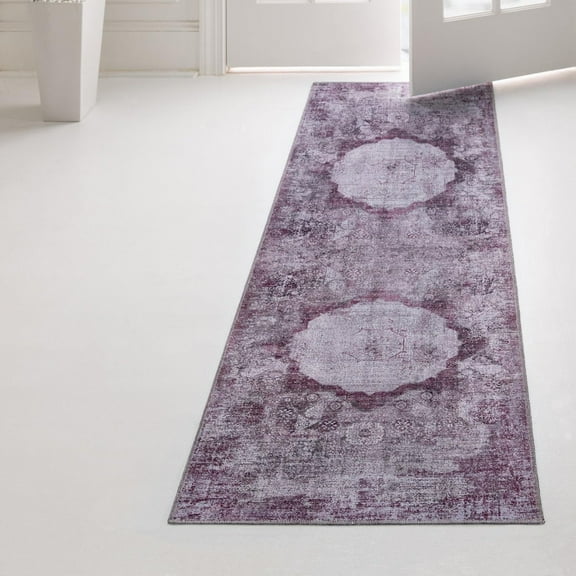 Unique Loom Yara Collection Area Rug - Nayer (2' 7" x 10' Runner Pink Ivory/Gray)