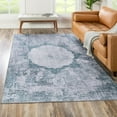 thumbnail image 1 of Unique Loom Yara Collection Area Rug - Nayer (4' x 6' Rectangle Teal Ivory/Gray), 1 of 7