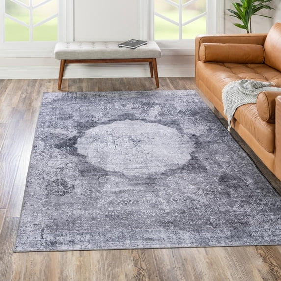 Unique Loom Yara Collection Area Rug - Nayer (5' x 8' Rectangle Gray Ivory)