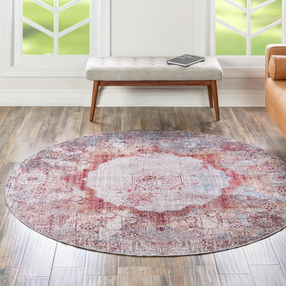 Unique Loom Yara Collection Area Rug - Nayer (7' 10" Round Multi/Ivory)