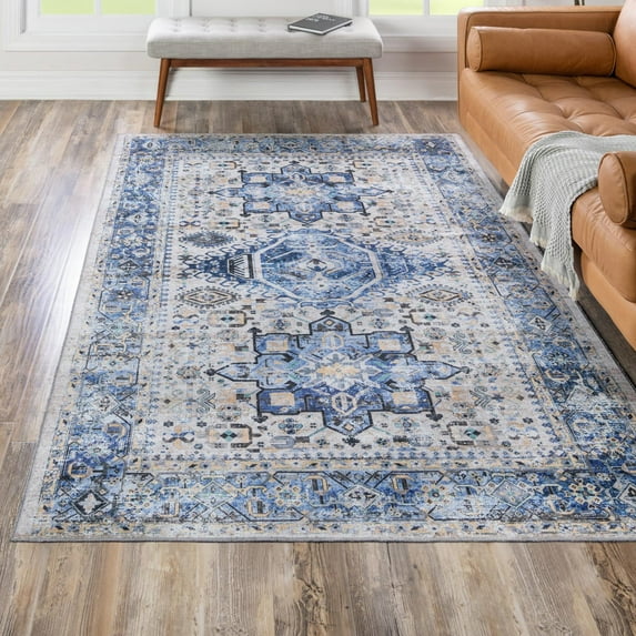 Unique Loom Yara Collection Area Rug - Sunil (5' x 8' Rectangle Royal Blue/Blue)