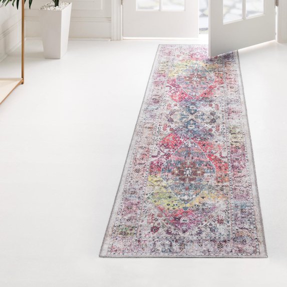 Unique Loom Yara Collection Area Rug - Yash (2' 7" x 10' Runner Multi/Ivory)