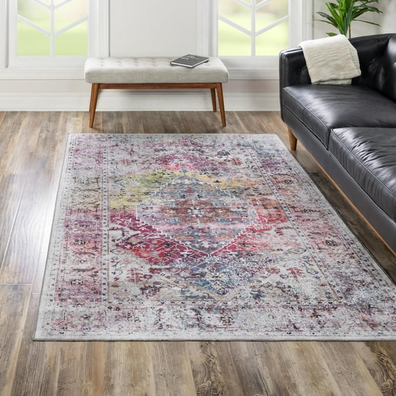 Unique Loom Yara Collection Area Rug - Yash (6' x 9' Rectangle Multi/Ivory)